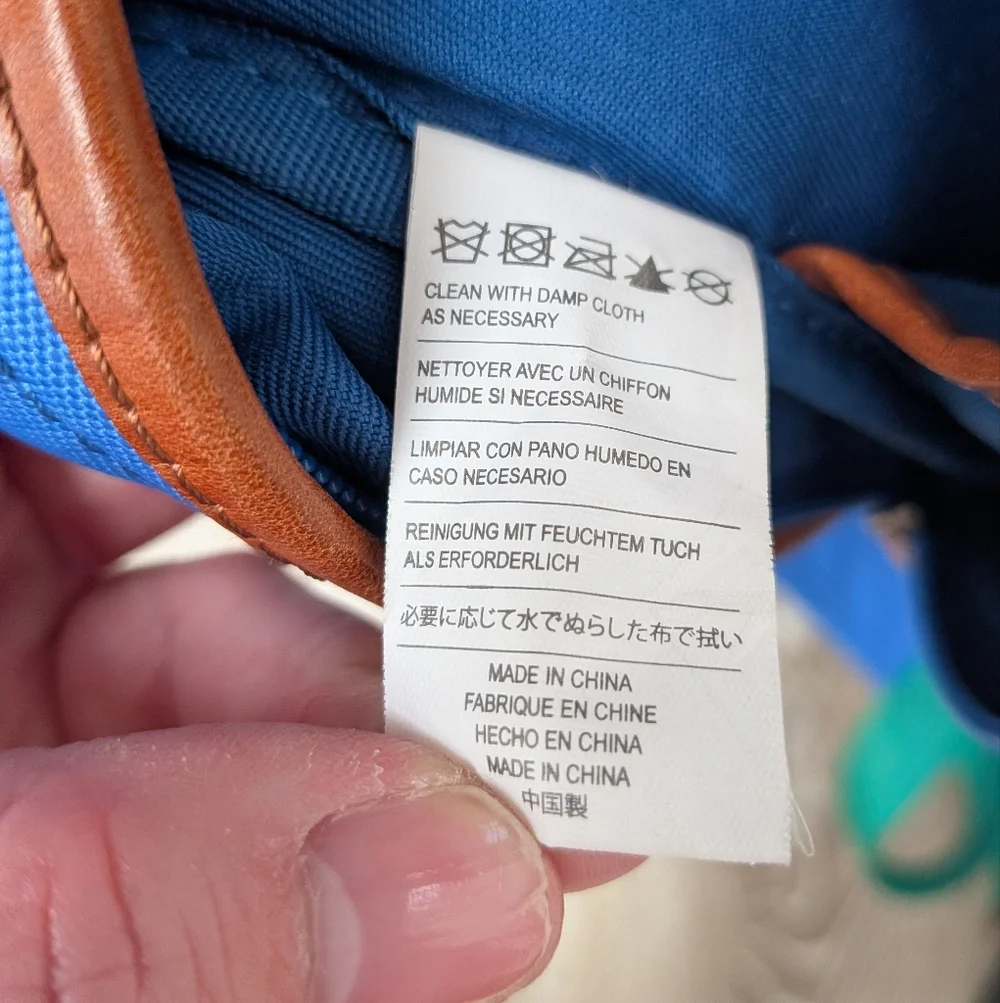 Will Leather Goods Colorblock Blue Leather Accent Backpack